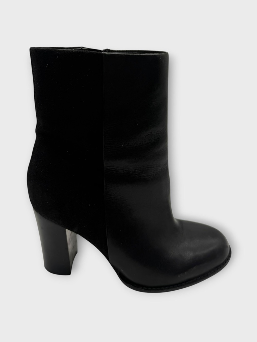 Sam Edelman Black Leather and Suede Reyes Booties Side Zip 6.5 Good Condition!